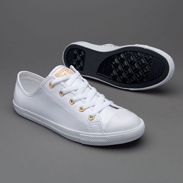 converse dainty ox white and gold