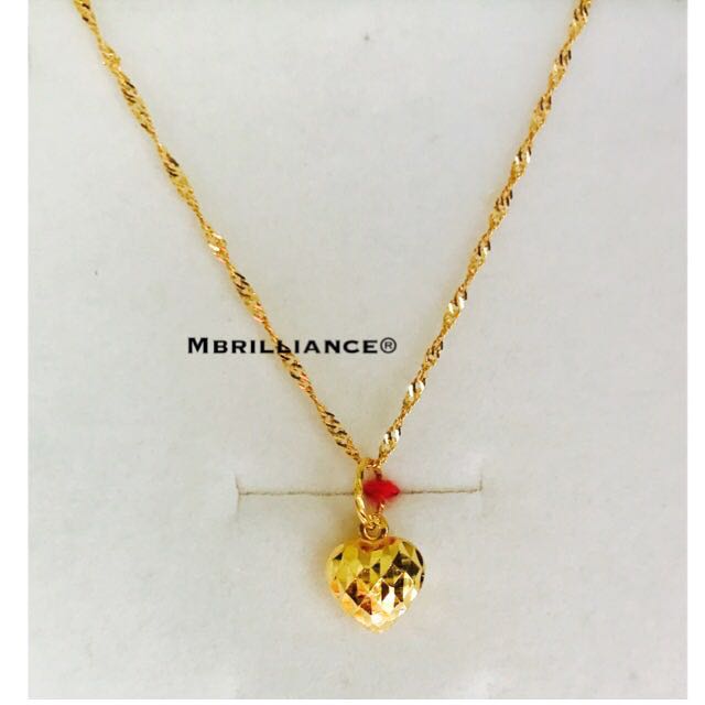 Diamond Cut Puffy Heart Pendant Slim Twist Chain Necklace Set - Puffy Gold Heart Pendant Diamond Cut Puffy Heart Pendant Slim Twist Chain Necklace Set - Puffy Gold Heart Pendant