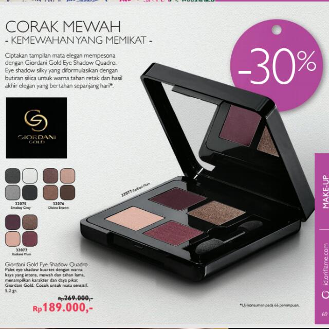Giordano Gold Eyeshadow Quadro Oriflame Kesehatan Kecantikan Rias Wajah Di Carousell