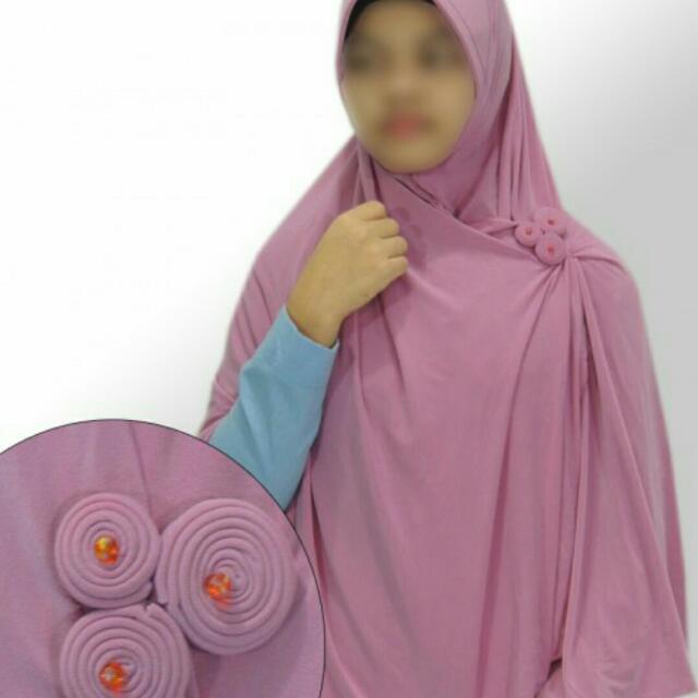 Jilbab Hameeda Pink Womens Fashion Muslim Fashion On Carousell