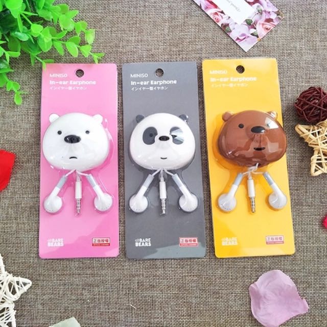 We Bare Bears Earpiece From Miniso!, Bulletin Board, Preorders on Carousell