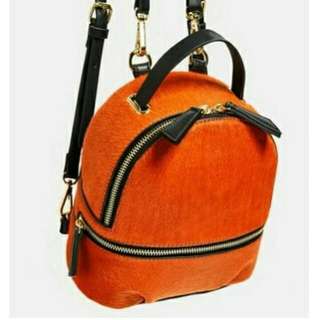 Zara Backpack Orange Suede ORIGINAL
