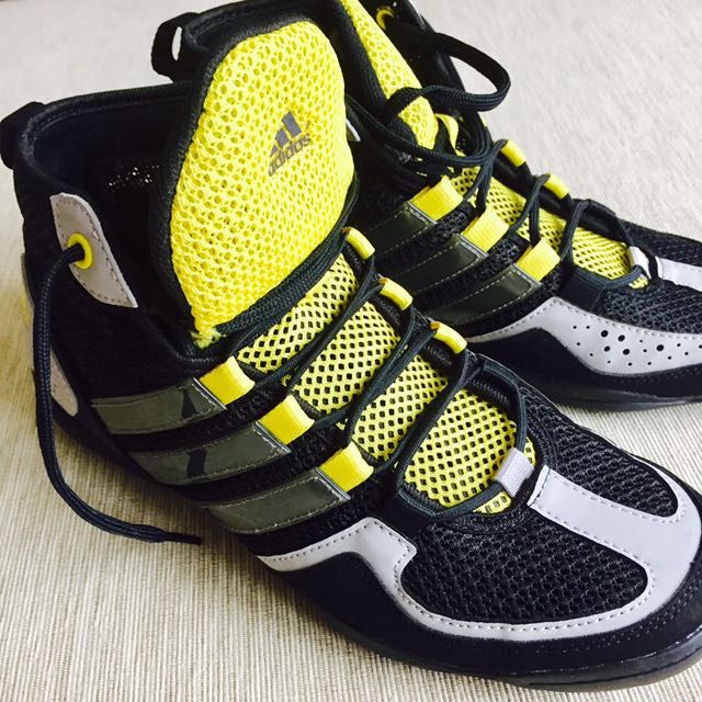 black and yellow boxing boots