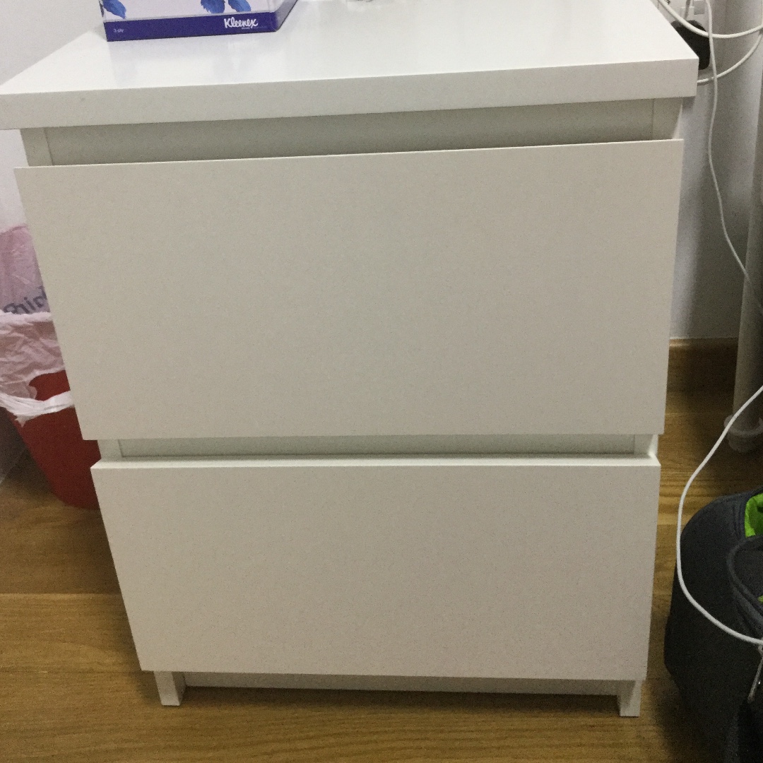 Bedside table IKEA MALM white, Furniture & Home Living, Furniture