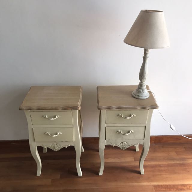 Country Style Bedside Table X 2 Pcs Including Lamp Furniture Tables Chairs On Carousell