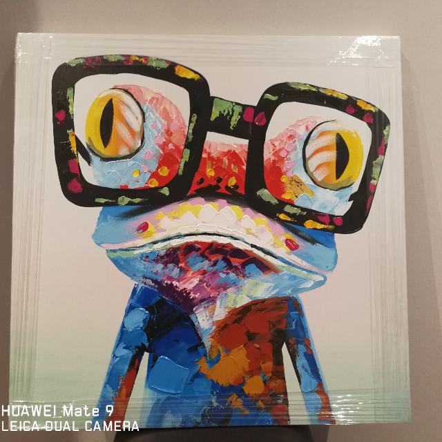 Happy Frog With Glasses Oil Painting Design Craft Art Prints