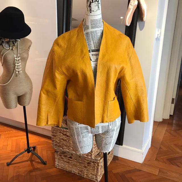 yellow mustard leather jacket
