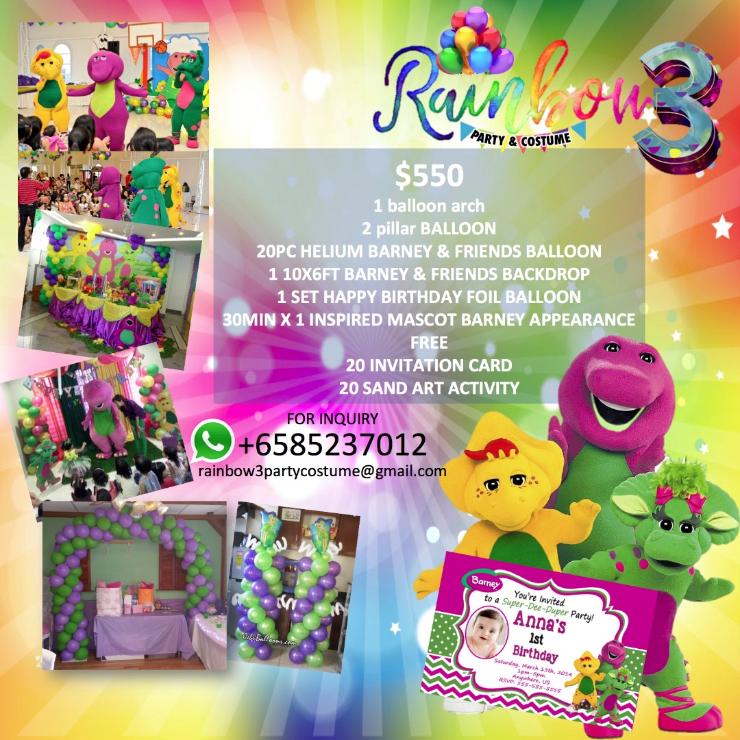 Inspired Barney Birthday Party On Promotions Babies Kids Girls Apparel On Carousell