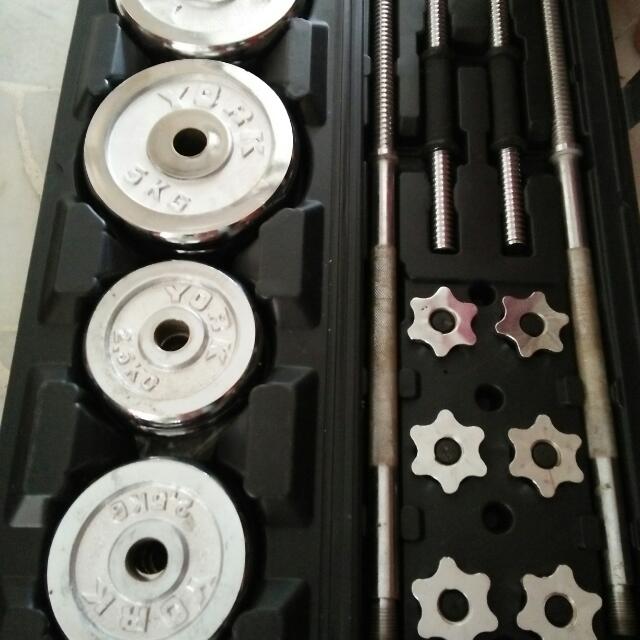 50kg Chrome Barbell And Dumbbell Set, Sports Equipment, Exercise