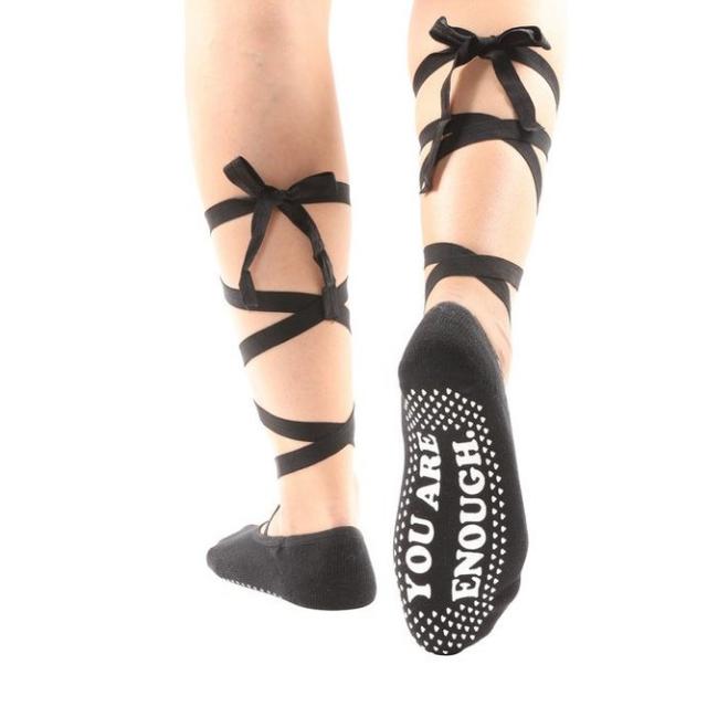 Barre Socks With Ballet Laces in Black 