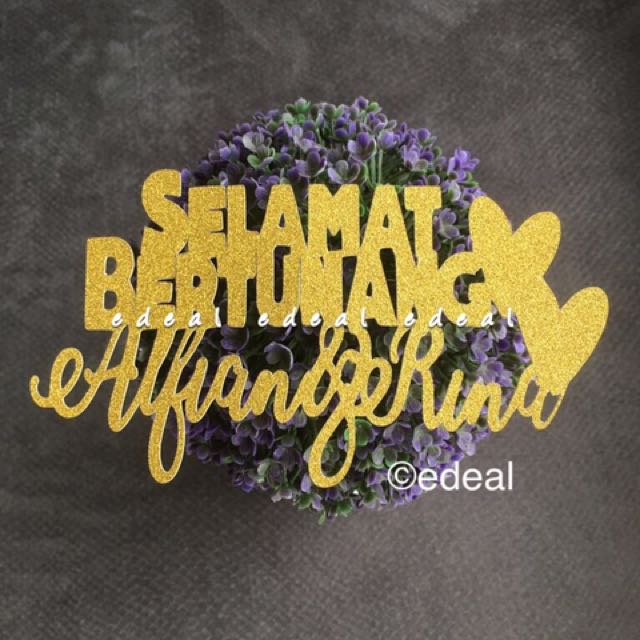 Customized Cake Topper Selamat Bertunang Design Craft Art