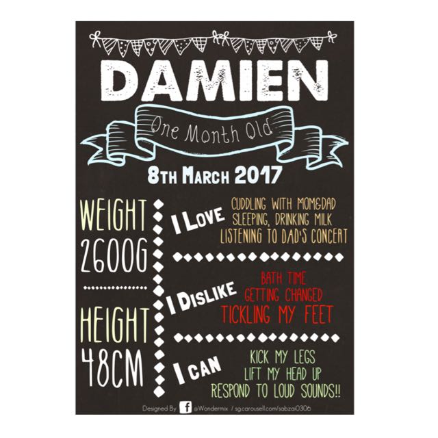 Digital Artwork Baby Fun Facts Chalkboard For Party Baby Shower