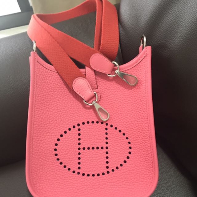 Hermes Rose Azalee Pink Mini TPM Evelyne Messenger Bag