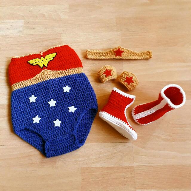 Knitted Wonder Woman Costume Set For Photo Prop Babies Kids Babies Apparel On Carousell