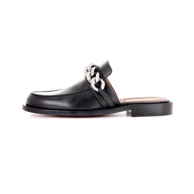 Slip On Loafers Mules With Silver Chain Givenchy Inspired