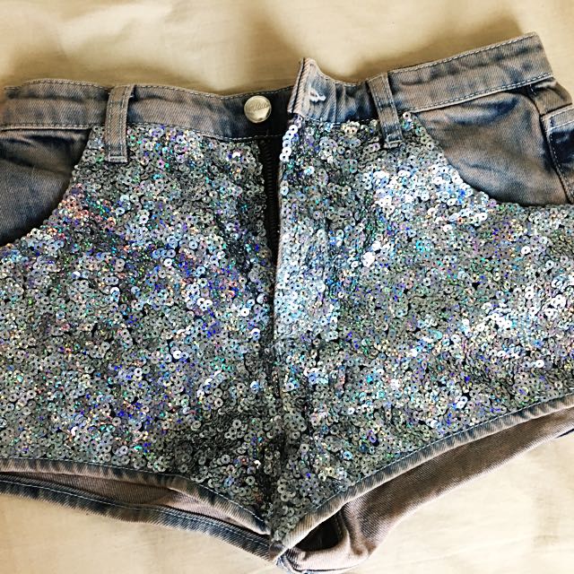 sparkly denim shorts