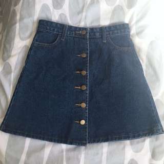 Button Up Denim Skirt