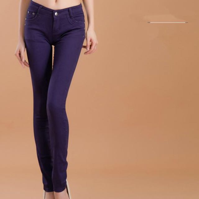 dark purple skinny jeans