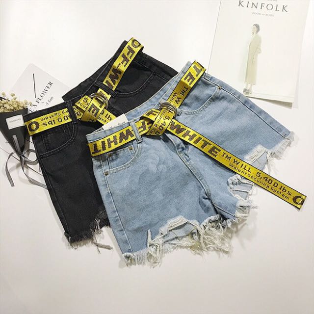 off white belt pants