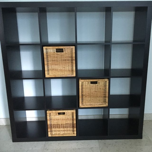Ikea Kallax Shelving Unit 147 X 147 Cm Brown Black Furniture Shelves Drawers On Carousell