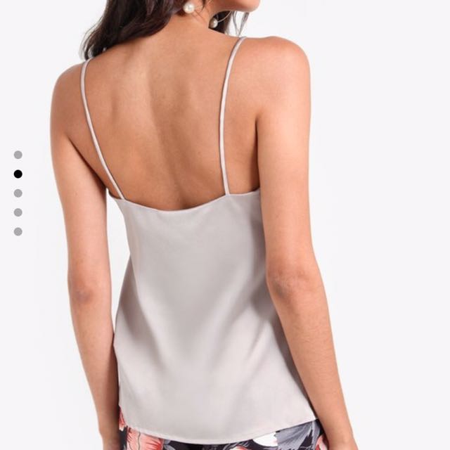 silver satin cami