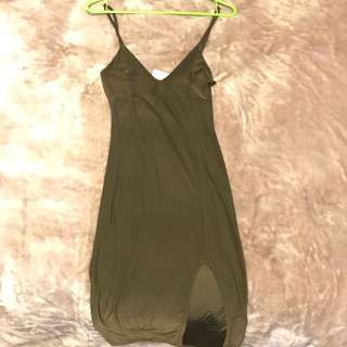 Khaki Green Midi Dress