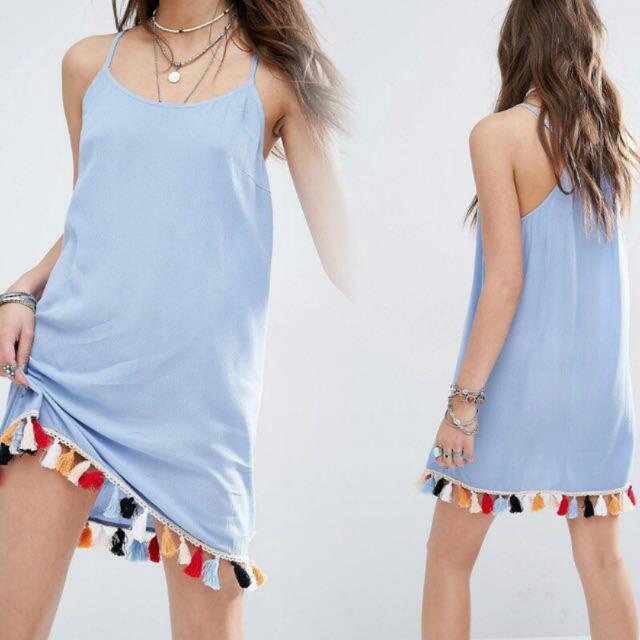 Dress with tassels on bottom cheap