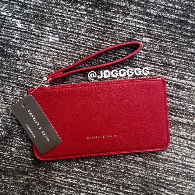 Charles Keith Leather Wristlet Red Women S Fashion Bags Wallets On Carousell