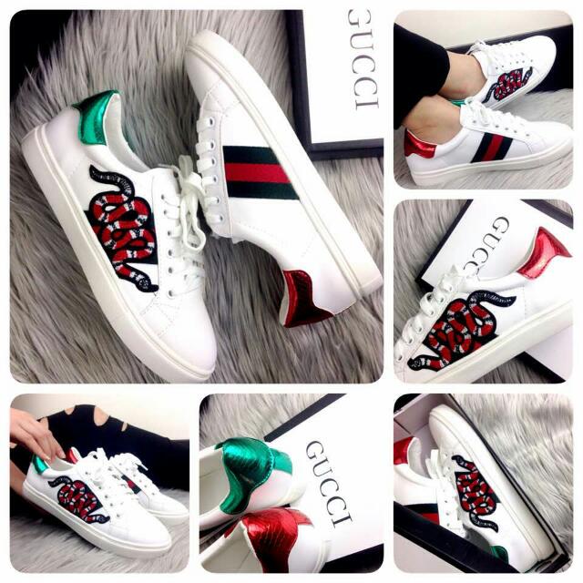 White gucci on sale shoes with snake