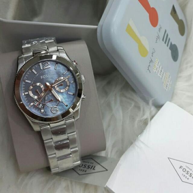 Jam Tangan Wanita Fossil ES 3880 Silver Rantai Original Murah