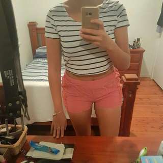 Pink Cotton Lace Design Shorts