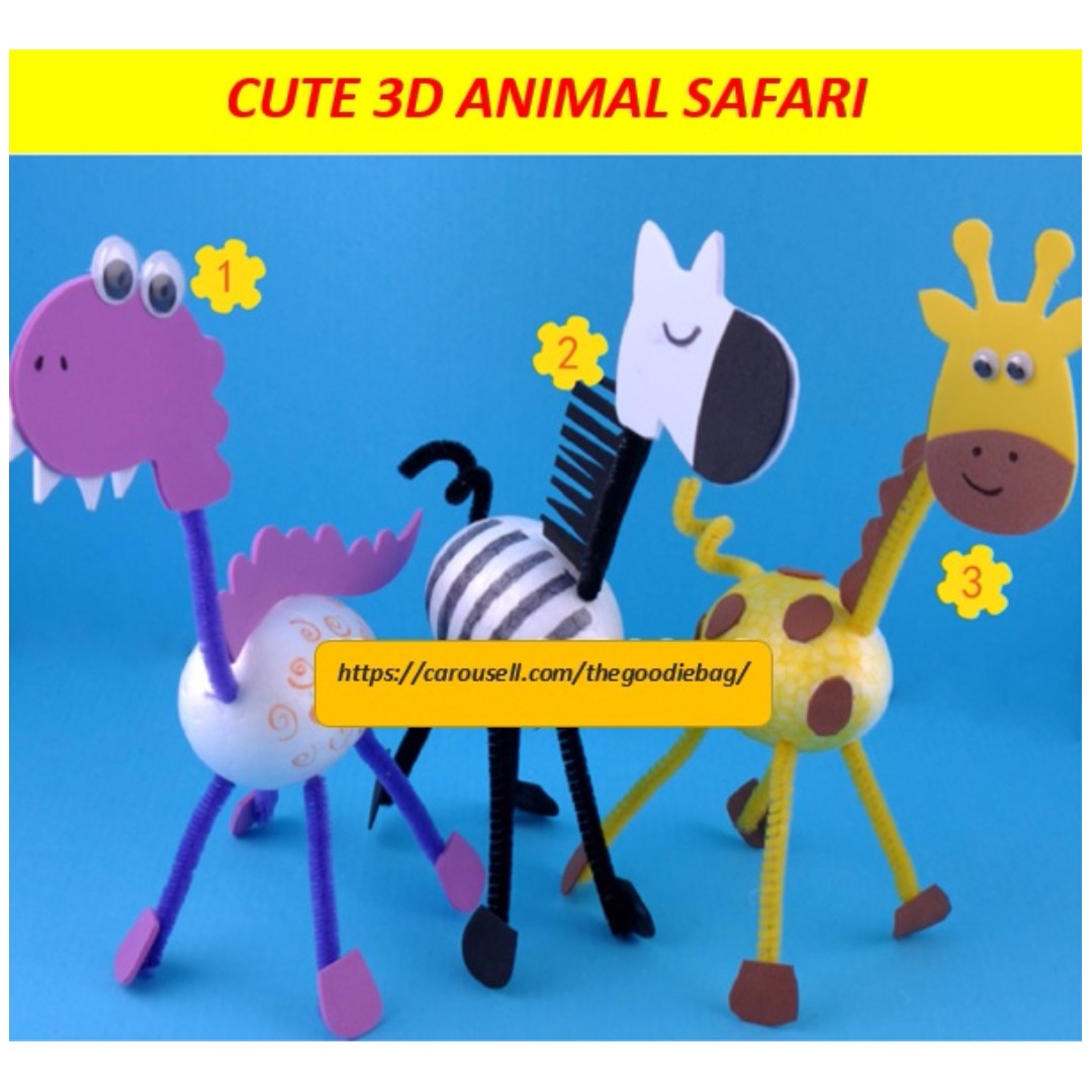3d Animal Safari Kids Art And Craft Diy Goodie Bag Birthday