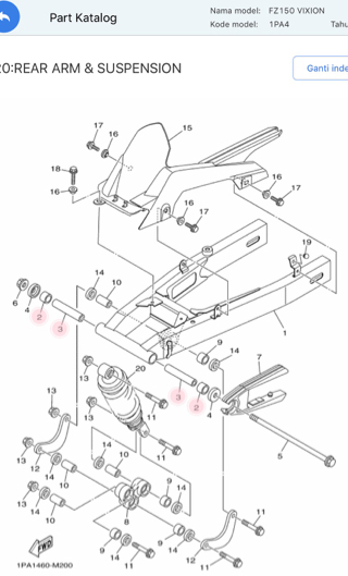 Bosh Fork Arm Vixion New Set Bearing 2 Pcs Yamaha Asli Oem