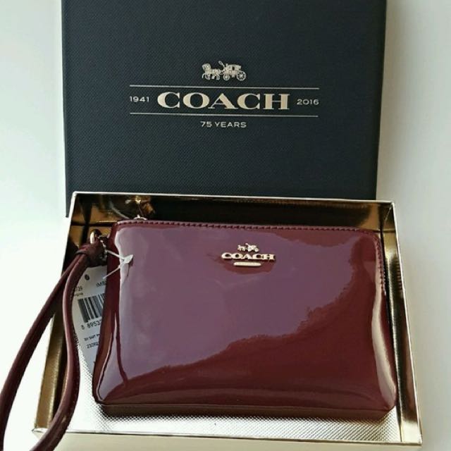 coach burgundy patent leather bag