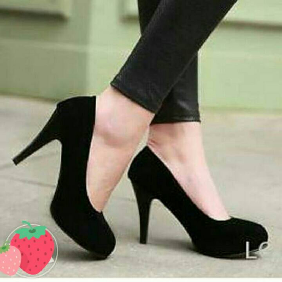 Promo Heels High Heel Hitam Sepatu Kantor Wanita Murah 7cm Murah Olshop Fashion Olshop Wanita Di Carousell