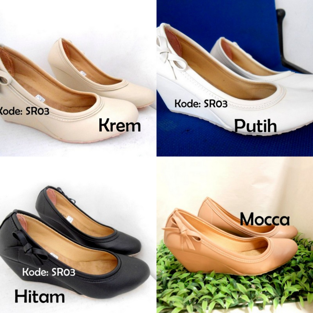 Promo Sepatu Wedges Kerja Kantor Kulit Wanita Pantofel Black Hitam Polos 7cm Murah Olshop Fashion Olshop Wanita Di Carousell