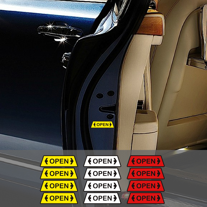 Sticker Mobil Door Open Pengaman Reflector Kuning Merah Putih
