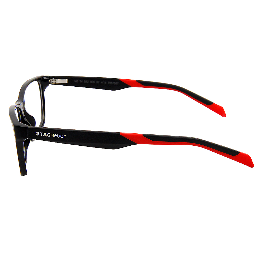 tag heuer 豪雅 时尚眼镜 雾黑胶框 弹簧镜脚 - 黑红 th552 005