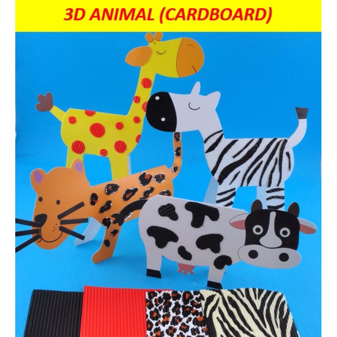 3d Animals Cardboard Giraffe Zebra Leopard Cow Birthday Goodie Bag Party Pack Diy Art And Craft Activity For Kids Babies Kids On Carousell