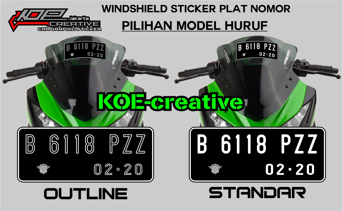 Cutting Sticker Plat Nomor Visor Windshield