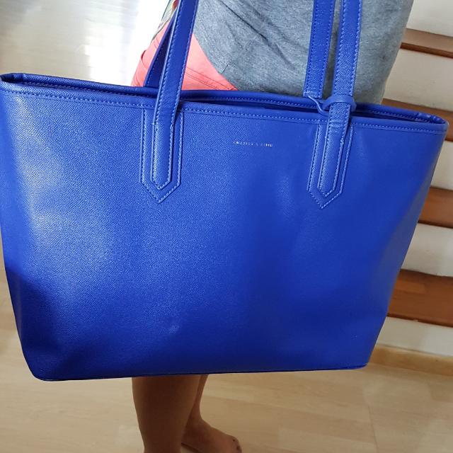 blue designer tote bag