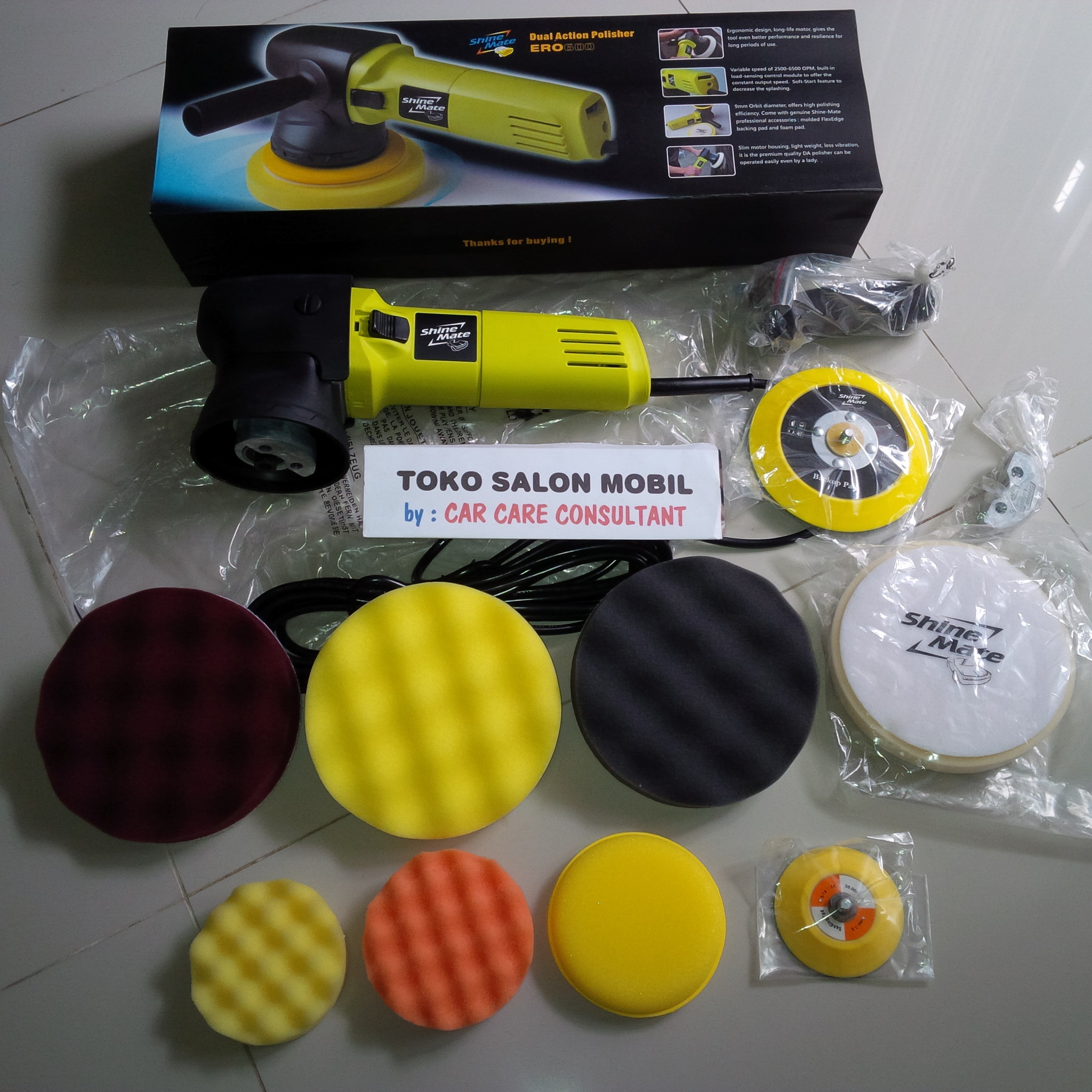 Paket Komplit B Mesin Poles Dual Action Shinemate Ero600 G1 Aksesoris Mobil Di Carousell