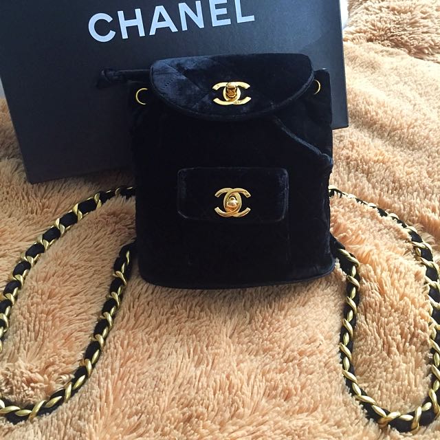 Rare Authentic Chanel Velvet Backpack