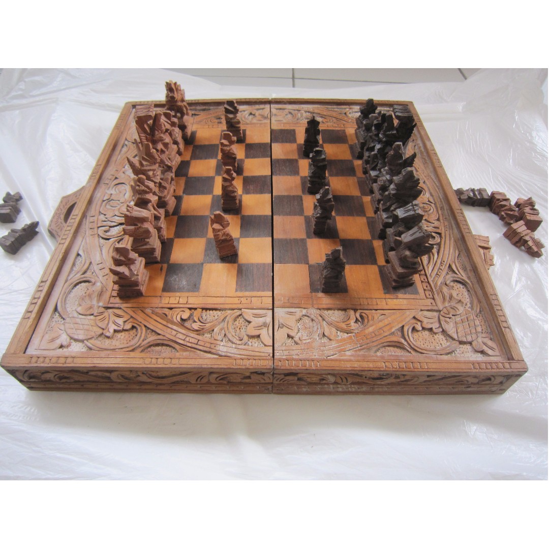 Retro Chess Set Vintage Old Toys Rare Collectibles A Hand Photo