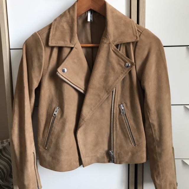 Topshop JULIE Suede Motor Jacket Women s Fashion Clothes on Carousell