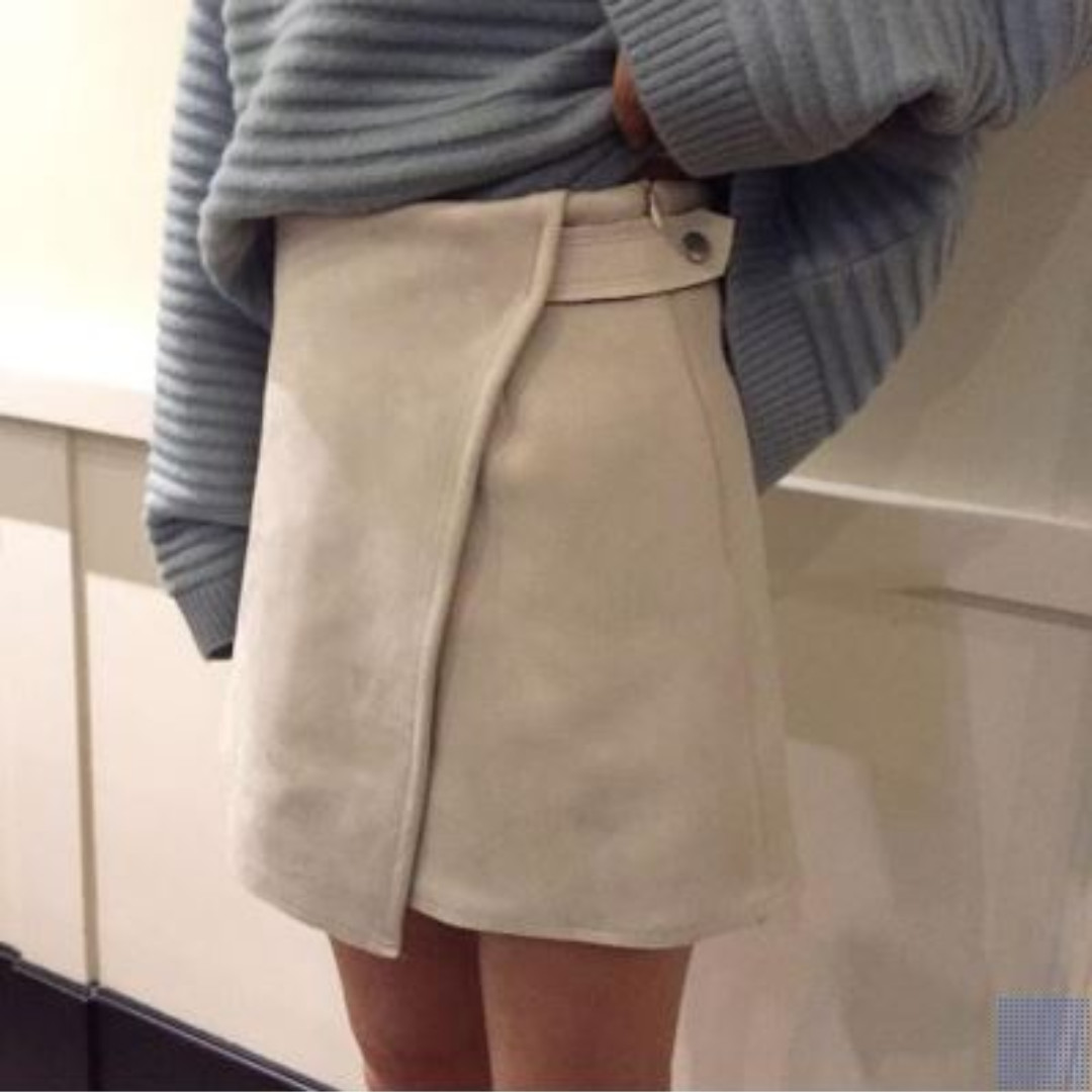 cream suede skirt