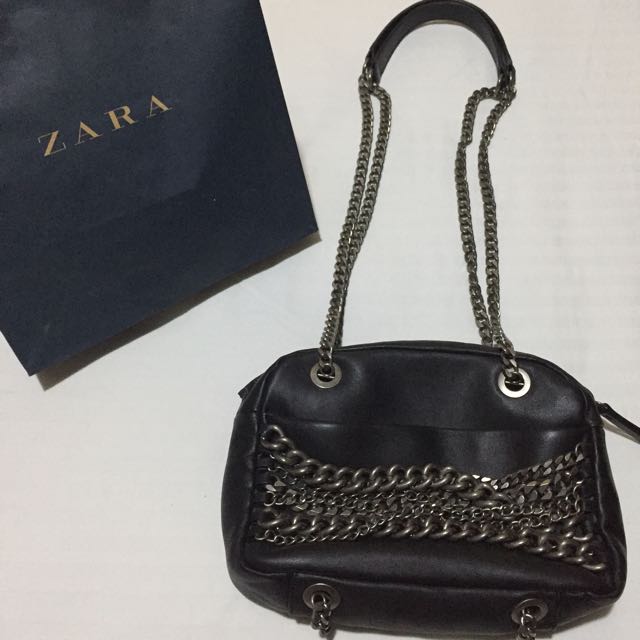 zara leather chain bag