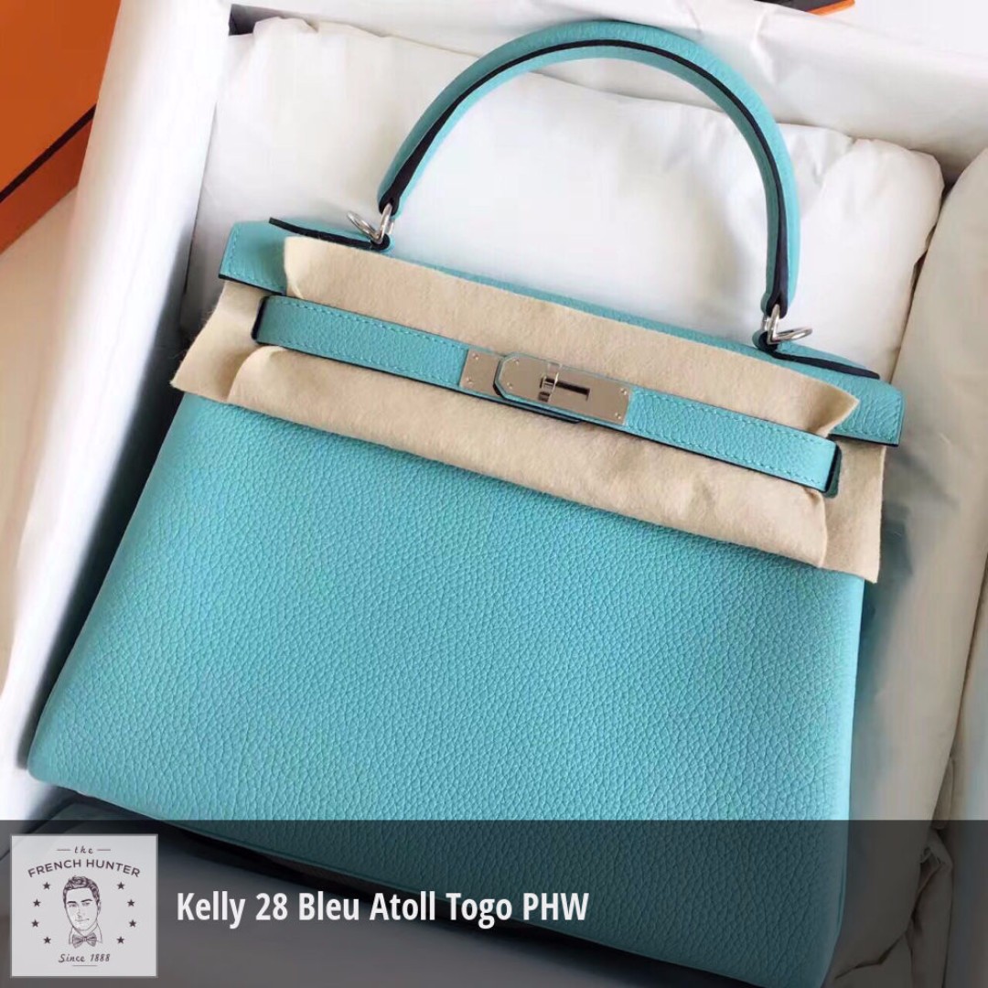 Hermes Birkin bag 25 Blue atoll Togo leather Silver hardware