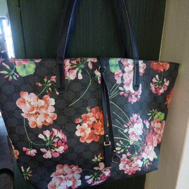 gucci floral tote bag