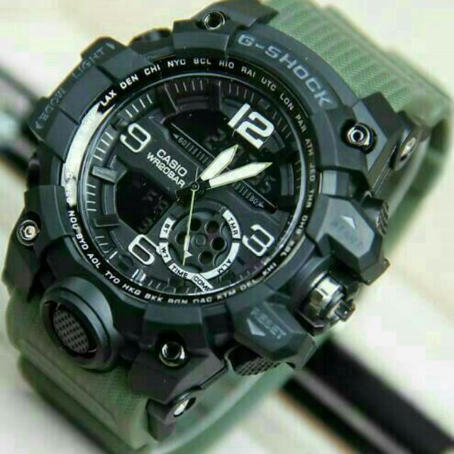 Jam Tangan G Shock Kw Super Hijau Army Dan Merah Dualtime Analog Digital Free Box